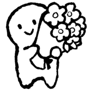 Holding a bouquet of flowers